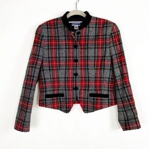 Pendleton 10P Wool Velvet Long Sleeve Christmas Plaid Blazer Suit Jacket